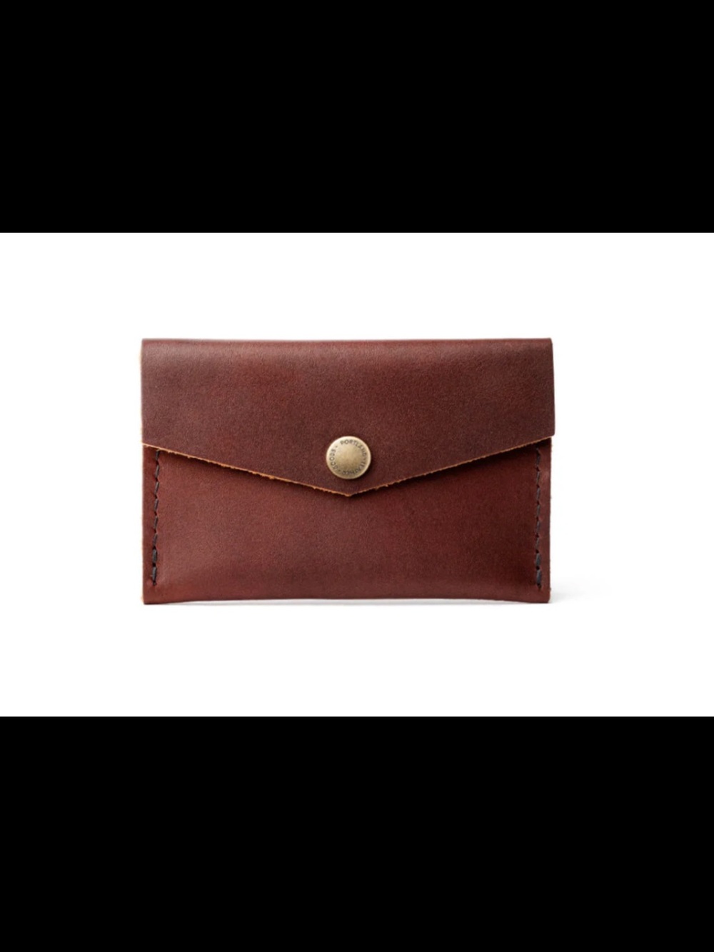 Portland Leather Cognac Brown Envelope Card Wallet with Brass Snap
